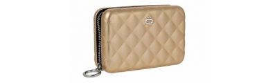 Ögon Quilted Zipper Card Case Rose Gold